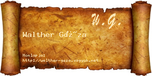 Walther Géza névjegykártya