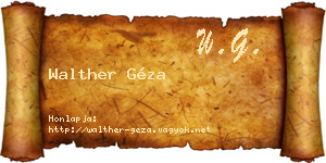 Walther Géza névjegykártya